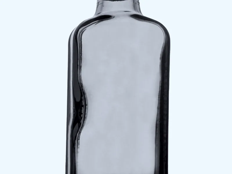 Glasflasche mit eingedellter Seitenwand