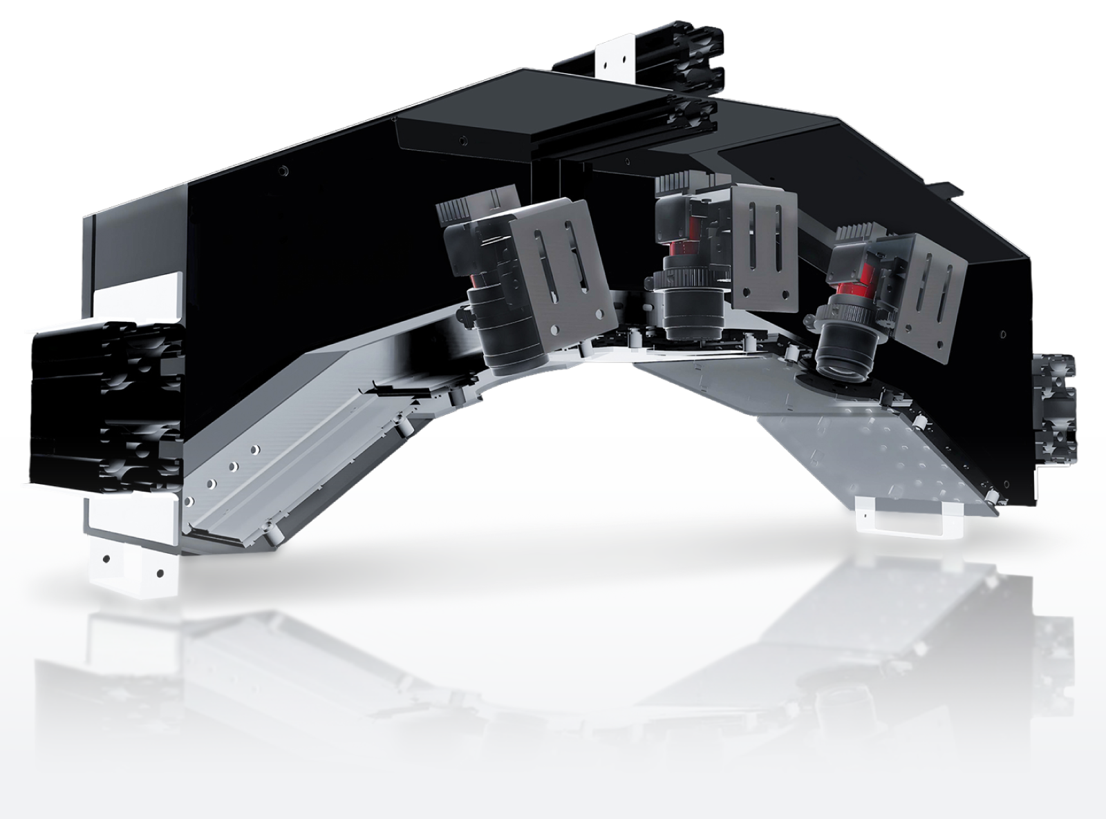 Cross-section view of the WAHTARI nScan inspection system: Showing internal camera modules and sensors for AI-powered quality assurance.